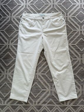 Cleo Petites Straight-Leg Off-White Cream Spring Summer Jeans size 12P